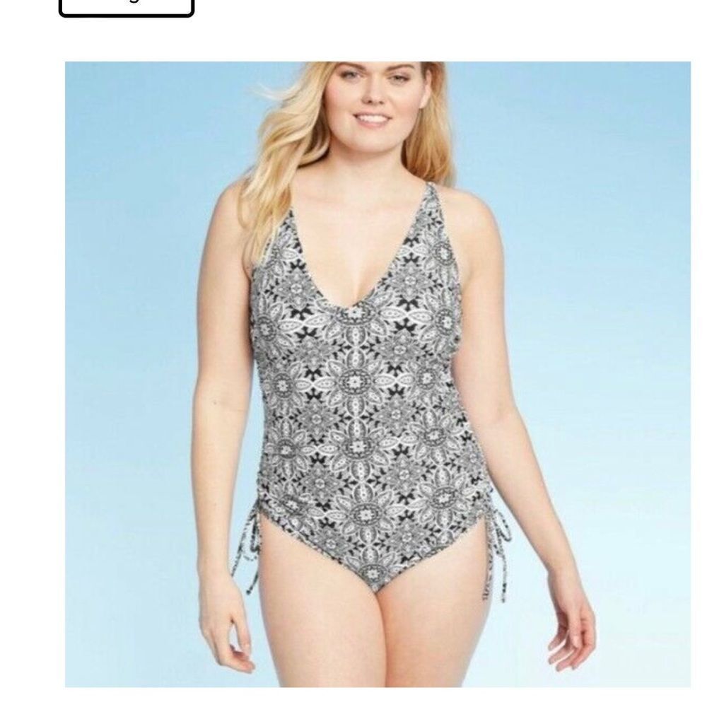 Kona Sol Side-Cinch One Piece Boho Floral Swimsuit